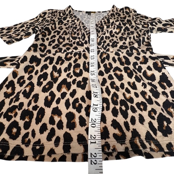 Ann Taylor Factory Faux Wrap Leopard Animal Print Belted Top Tan Black Brown XS - Picture 6 of 12